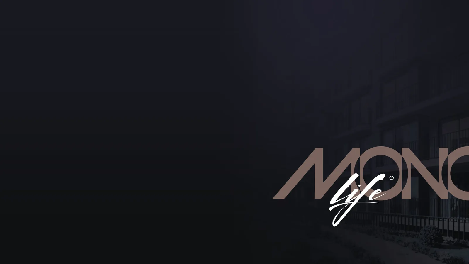 Cover of the Mono Life catalogue: the MONO life logo on a dark background